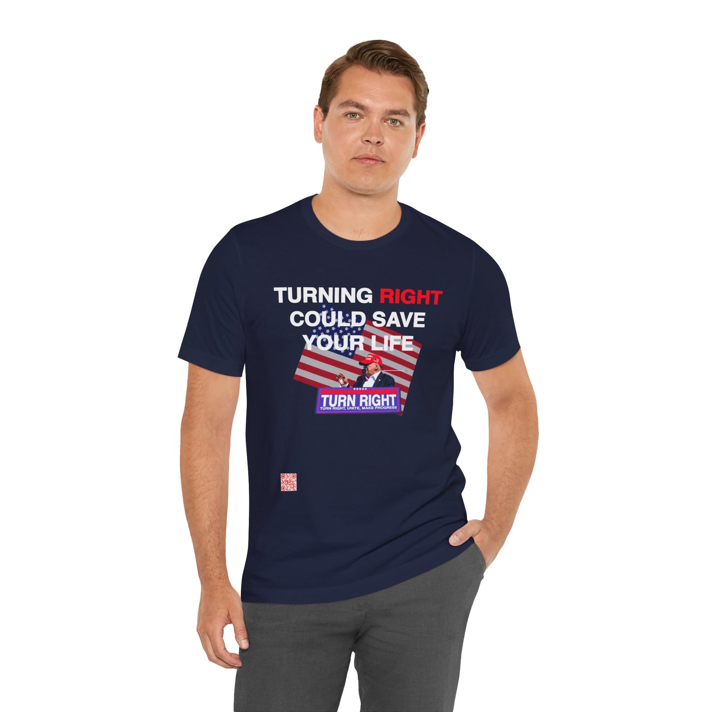 USA Turning Right - FREE STANDARD SHIPPING - Unisex Jersey Short Sleeve Tee Express Delivery available