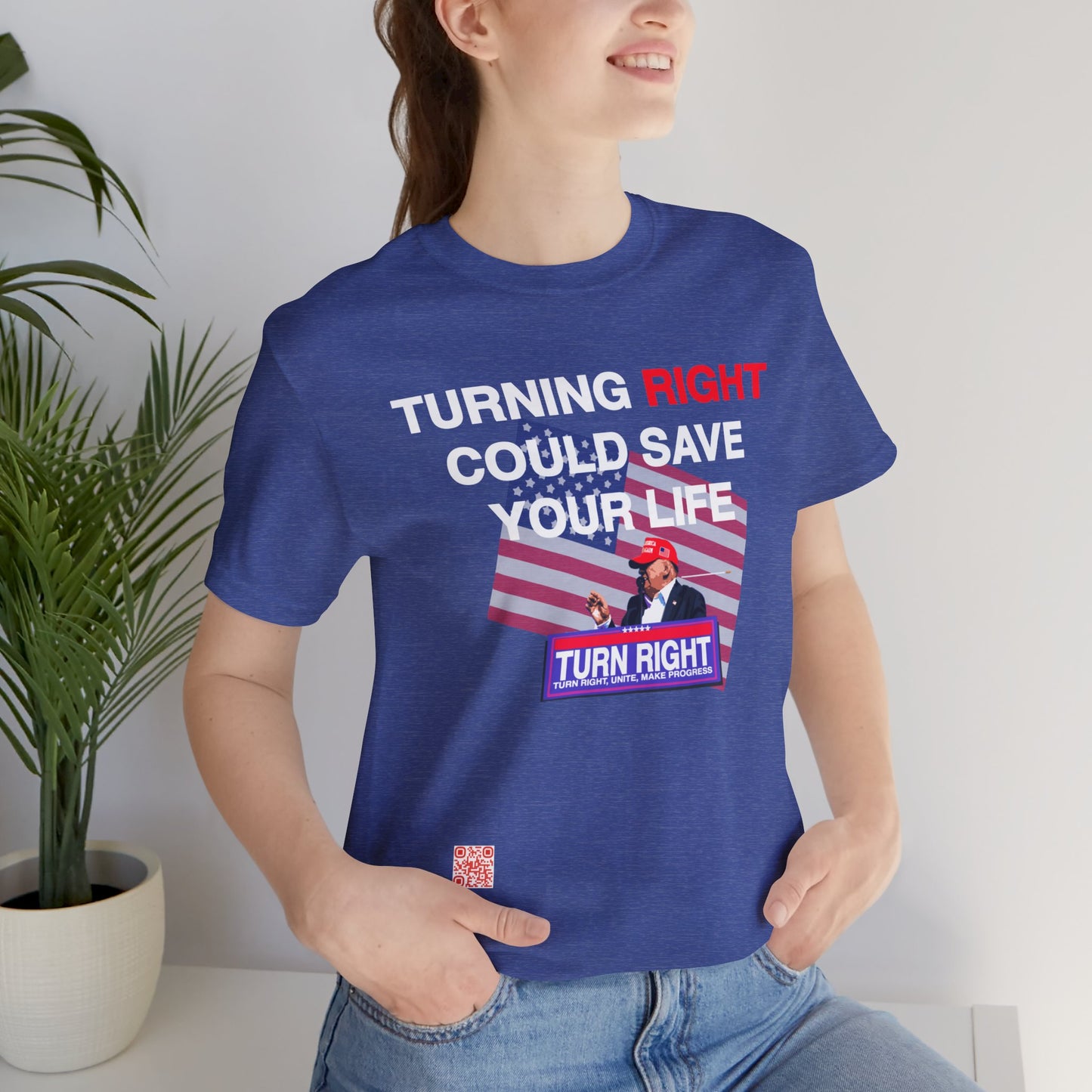 USA Turning Right - FREE STANDARD SHIPPING - Unisex Jersey Short Sleeve Tee Express Delivery available