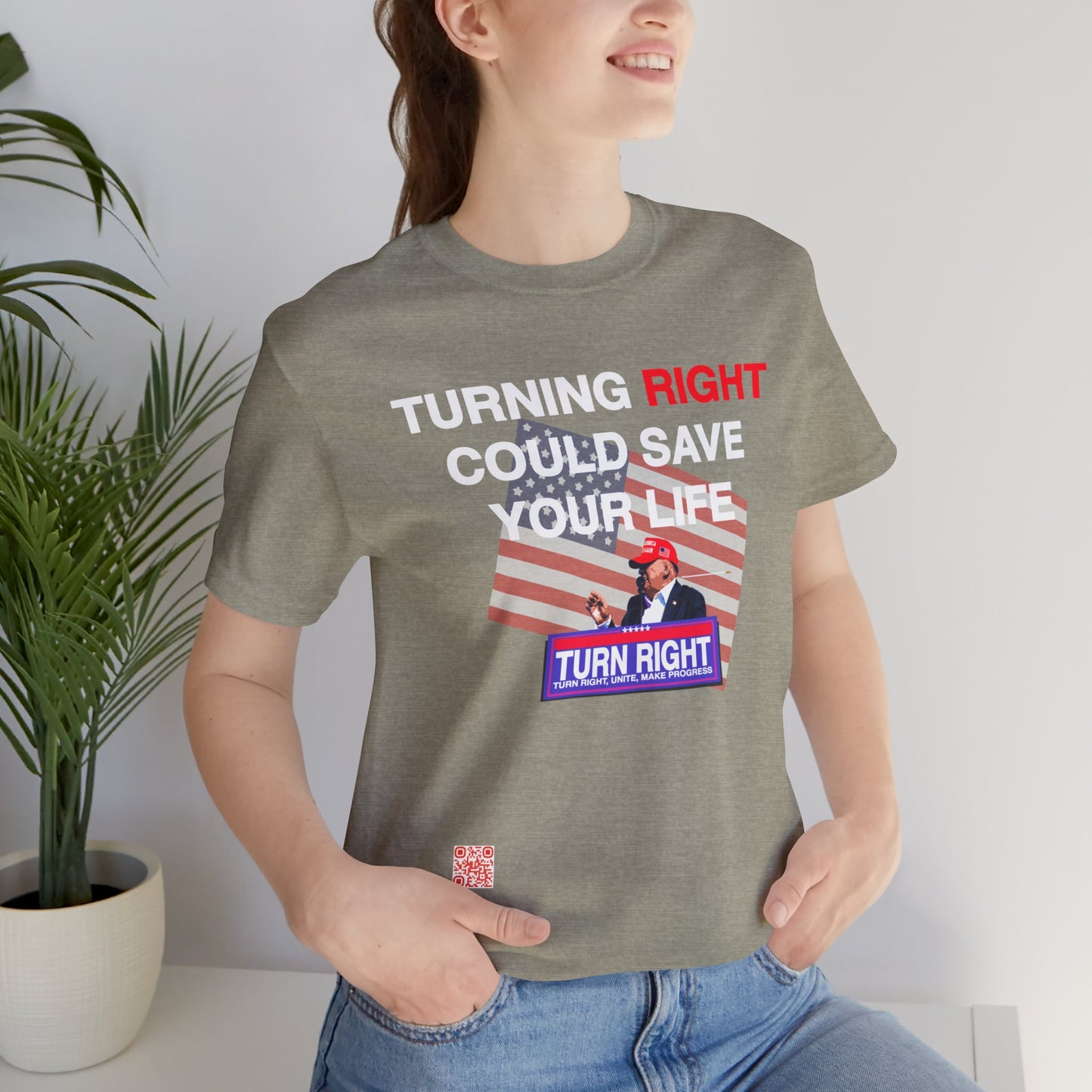 USA Turning Right - FREE STANDARD SHIPPING - Unisex Jersey Short Sleeve Tee Express Delivery available