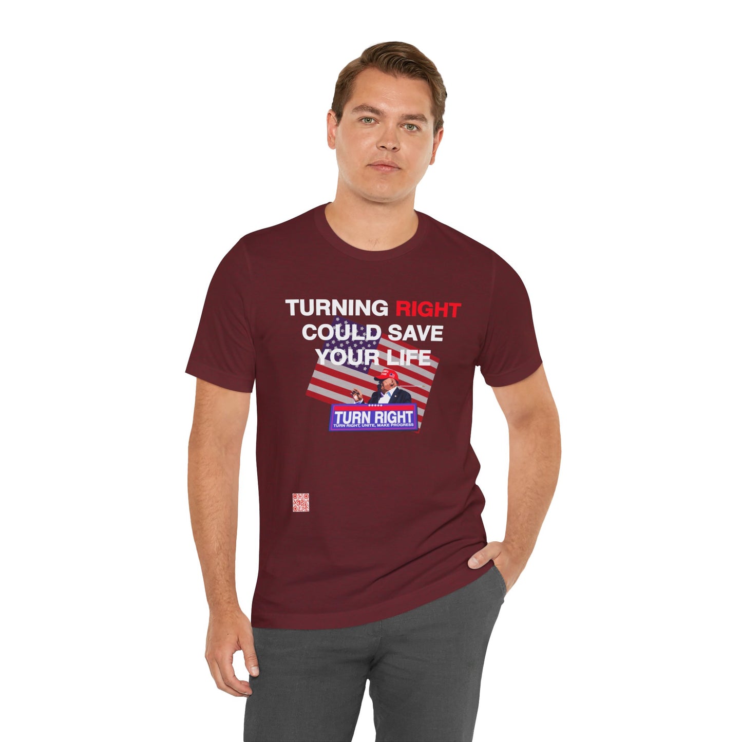 USA Turning Right - FREE STANDARD SHIPPING - Unisex Jersey Short Sleeve Tee Express Delivery available