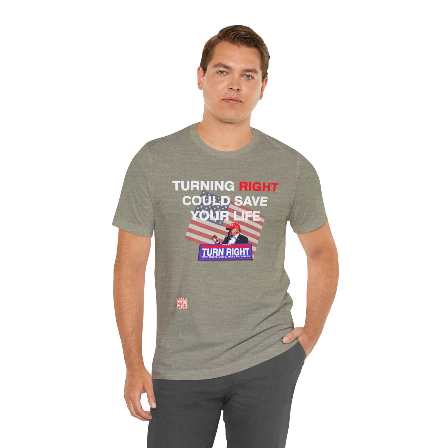 USA Turning Right - FREE STANDARD SHIPPING - Unisex Jersey Short Sleeve Tee Express Delivery available