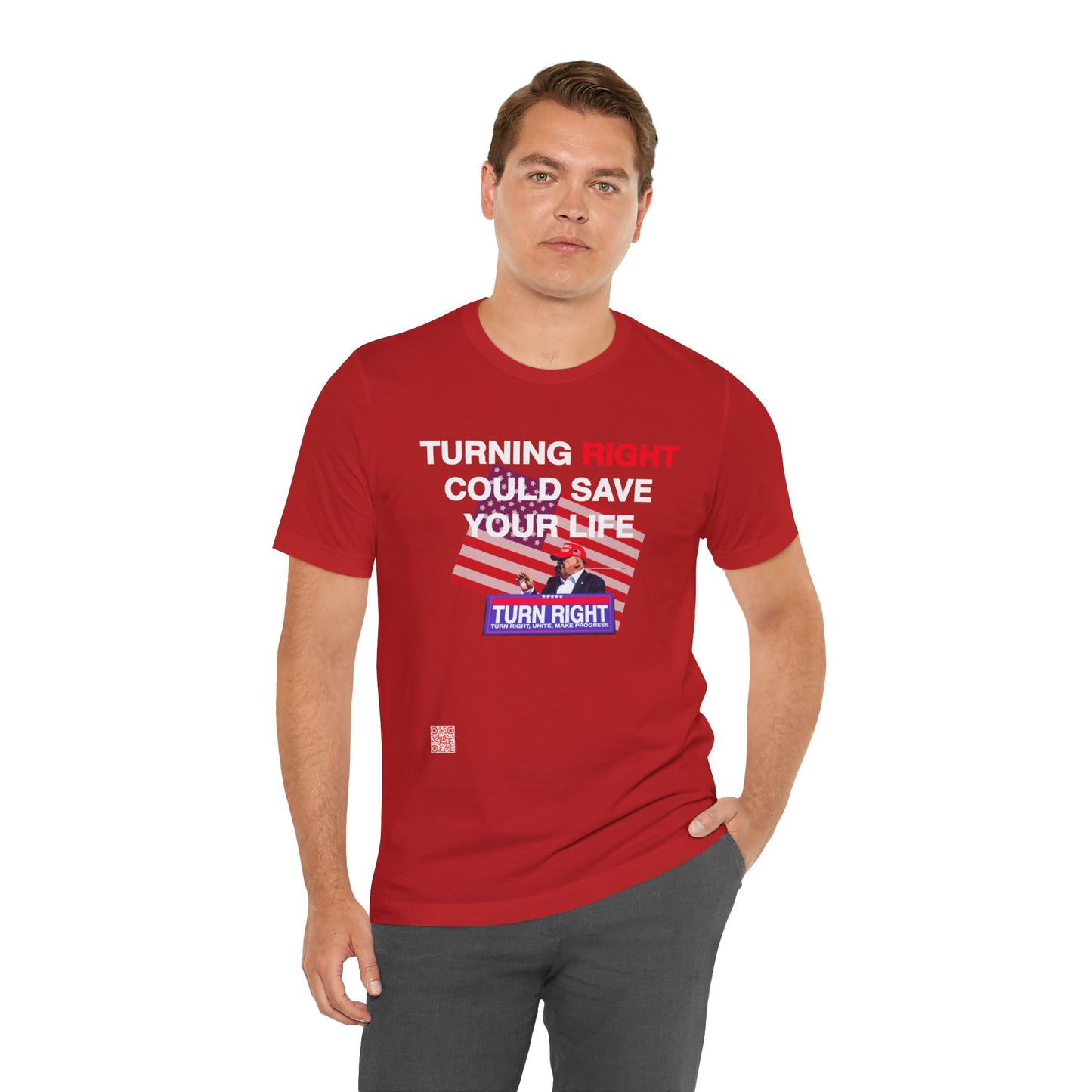 USA Turning Right - FREE STANDARD SHIPPING - Unisex Jersey Short Sleeve Tee Express Delivery available