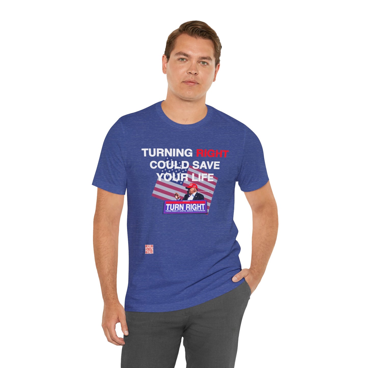 USA Turning Right - FREE STANDARD SHIPPING - Unisex Jersey Short Sleeve Tee Express Delivery available