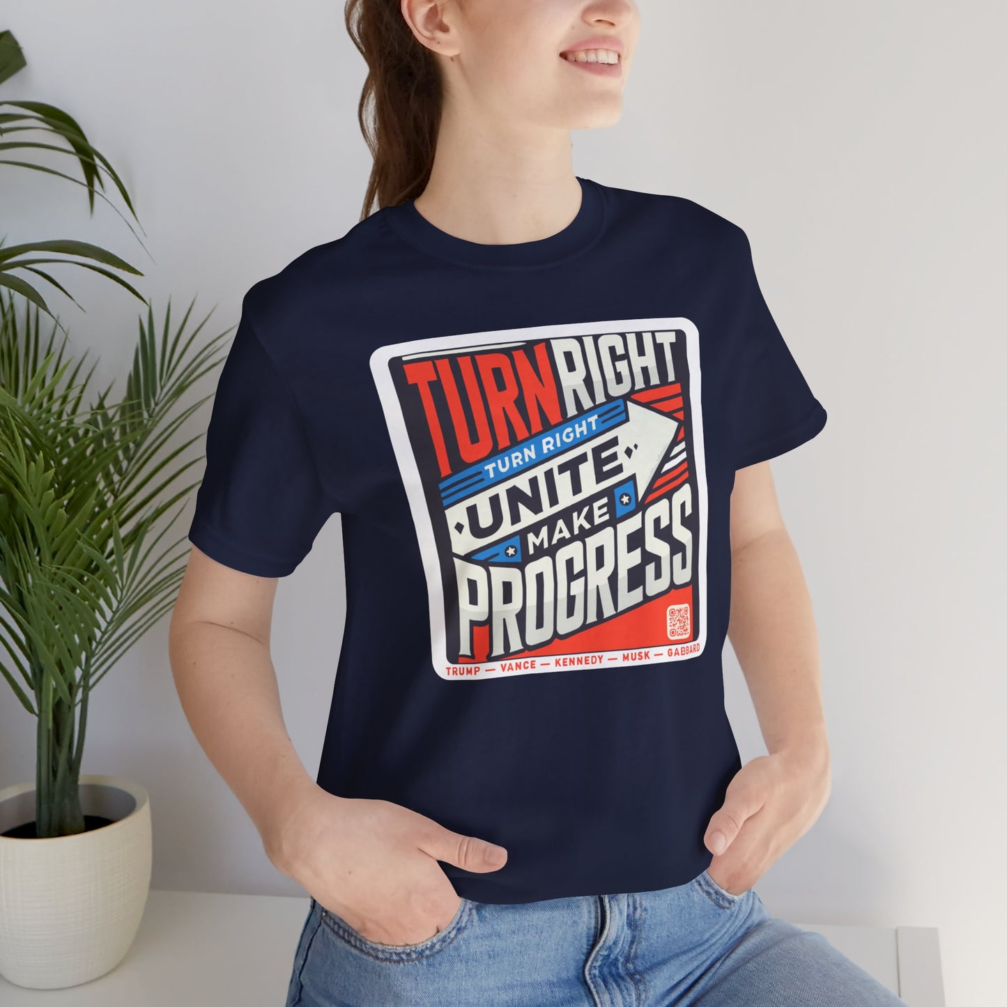 Turning Right Trump - FREE STANDARD SHIPPING - Unisex Jersey Short Sleeve Tee Express Delivery available