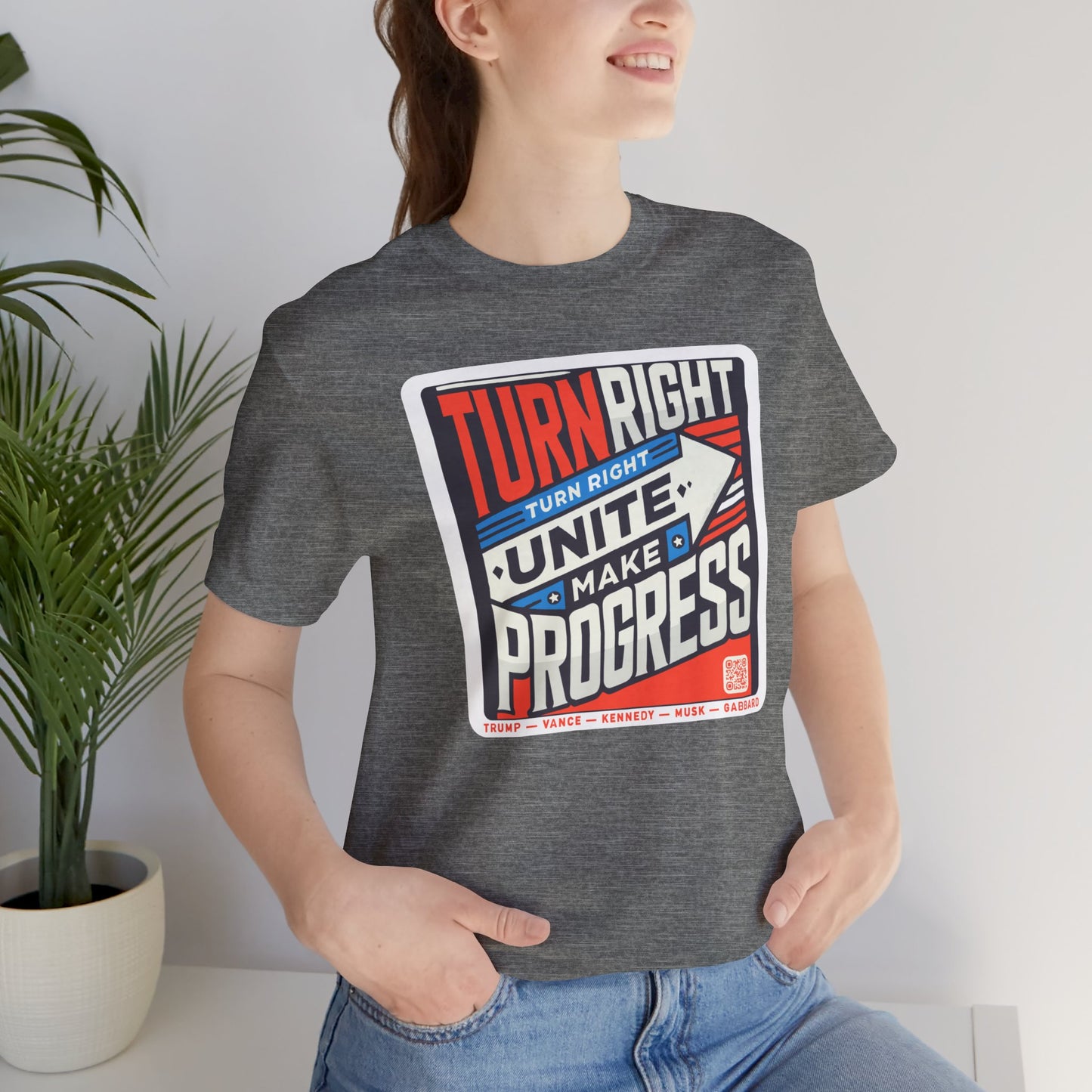 Turning Right Trump - FREE STANDARD SHIPPING - Unisex Jersey Short Sleeve Tee Express Delivery available