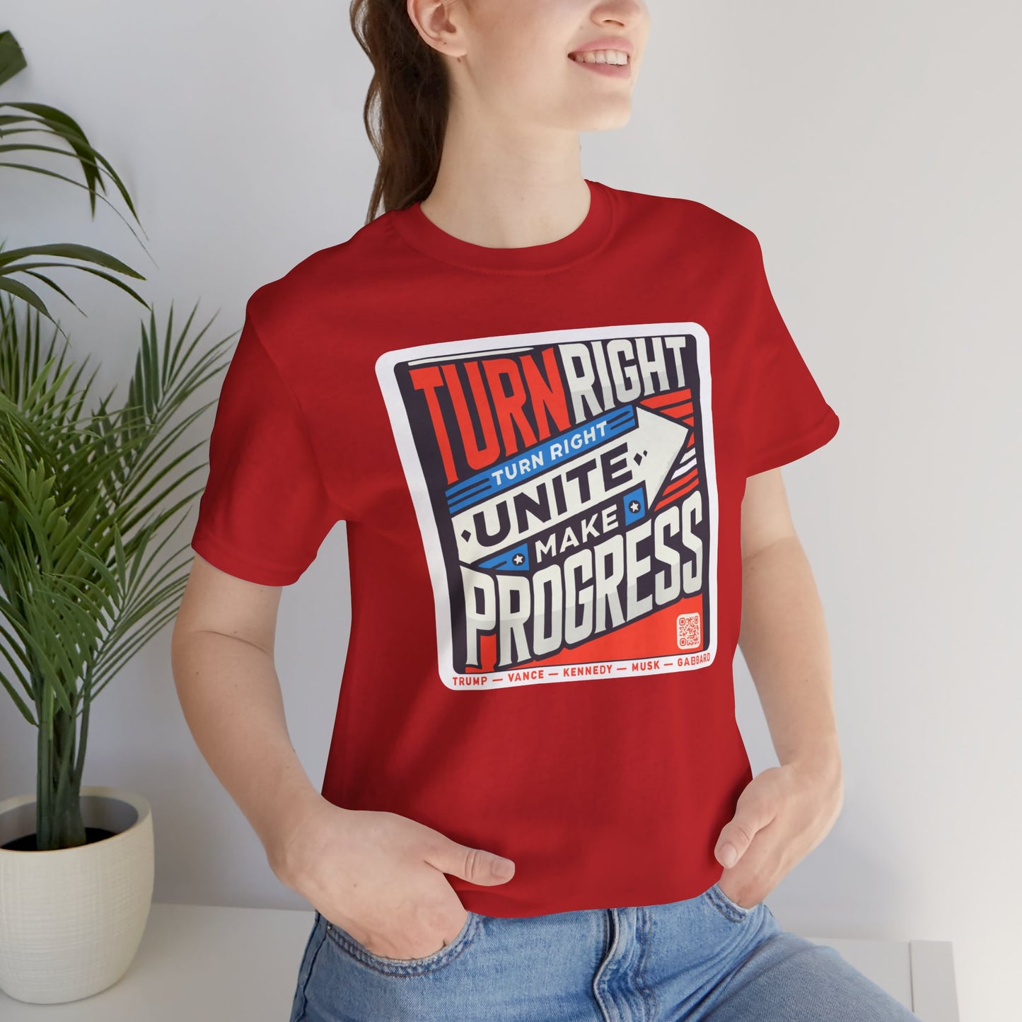 Turning Right Trump - FREE STANDARD SHIPPING - Unisex Jersey Short Sleeve Tee Express Delivery available