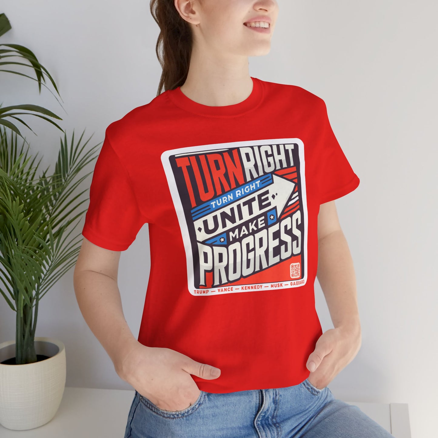 Turning Right Trump - FREE STANDARD SHIPPING - Unisex Jersey Short Sleeve Tee Express Delivery available