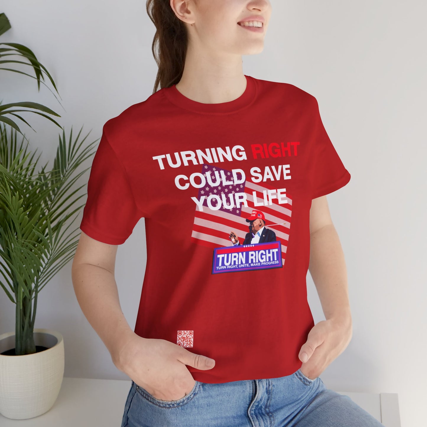 USA Turning Right - FREE STANDARD SHIPPING - Unisex Jersey Short Sleeve Tee Express Delivery available