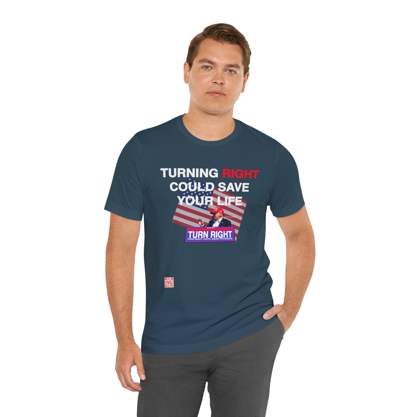 USA Turning Right - FREE STANDARD SHIPPING - Unisex Jersey Short Sleeve Tee Express Delivery available